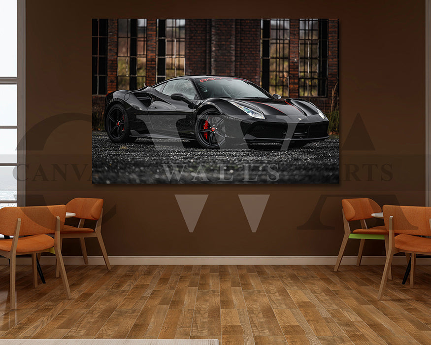 Ferrari 488 GTB Canvas Wall Art Sports Car Poster Prints