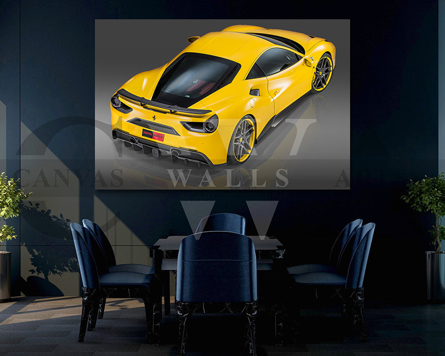Ferrari 488 GTB Canvas Wall Art Sports Car Poster Print