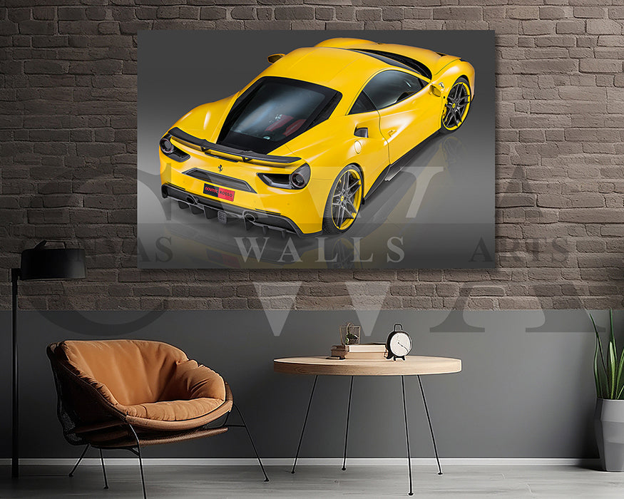 Ferrari 488 GTB Canvas Wall Art Sports Car Poster Print