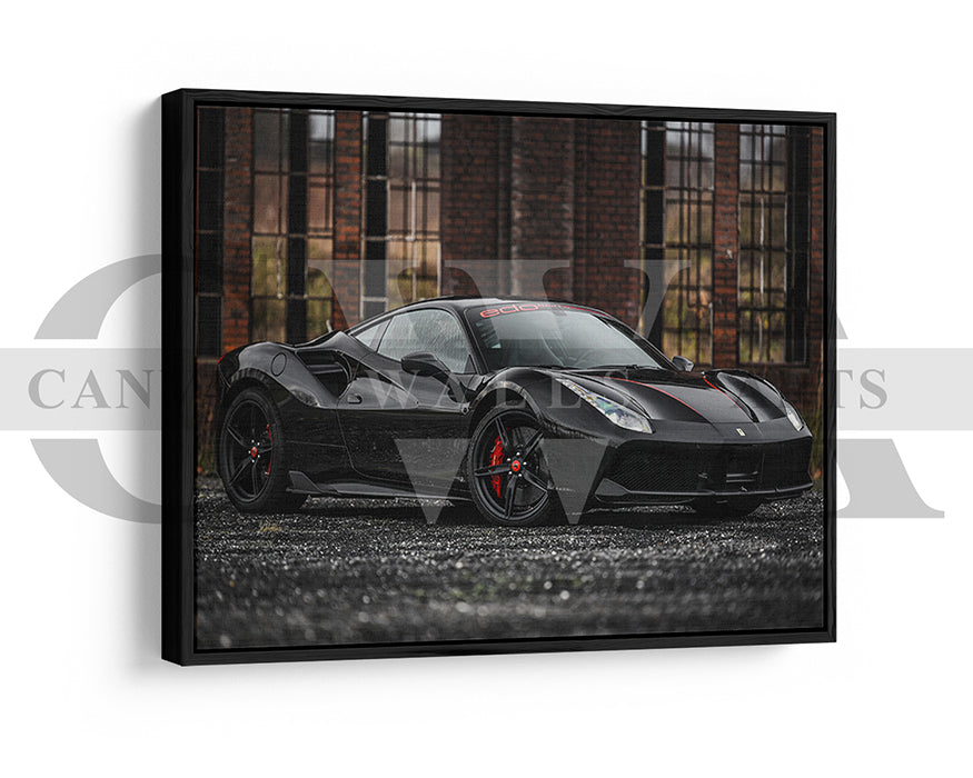 Ferrari 488 GTB Canvas Wall Art Sports Car Poster Prints