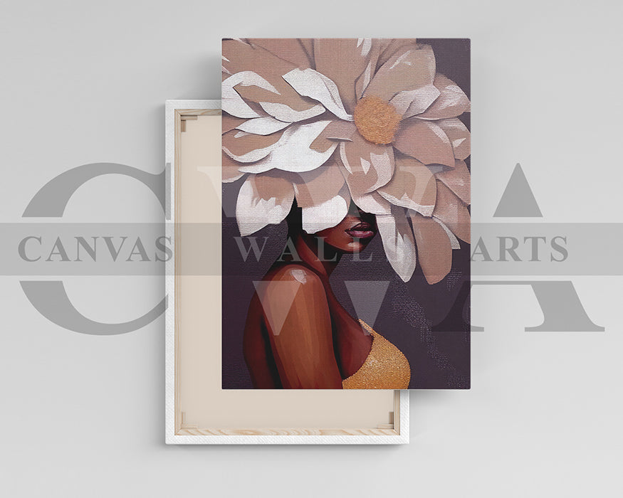 Floral Head Woman Canvas Wall Art