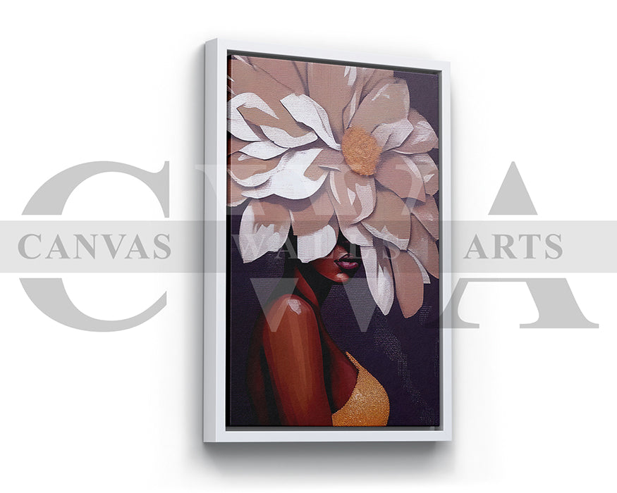 Floral Head Woman Canvas Wall Art