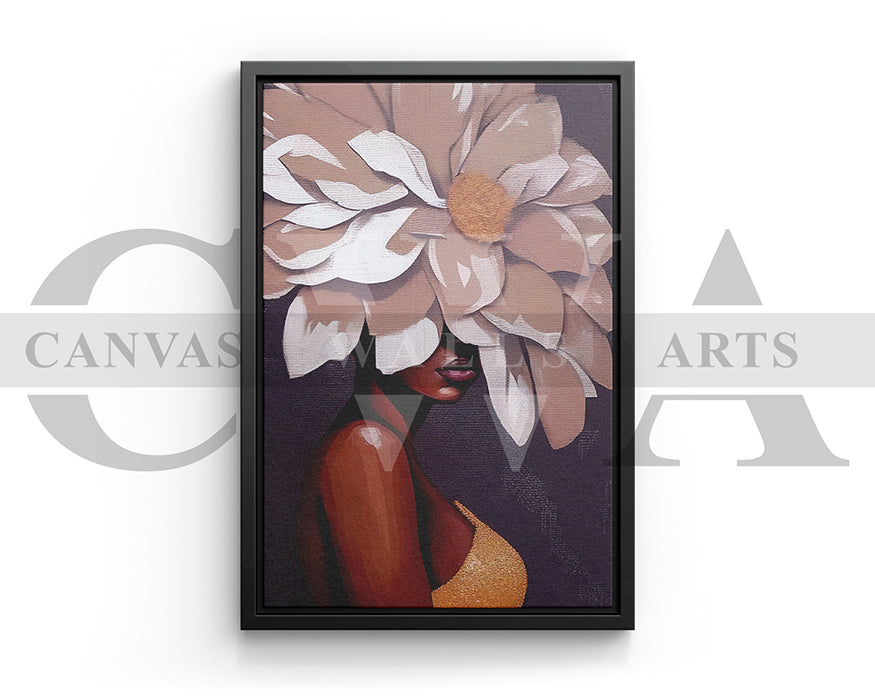 Floral Head Woman Canvas Wall Art