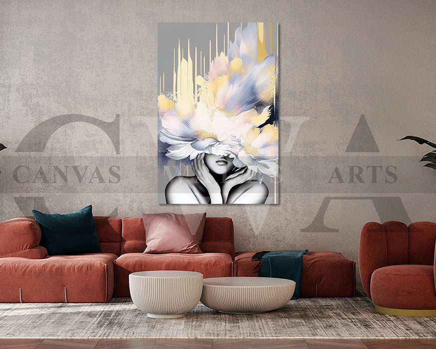 Flower Head Woman Canvas Wall Art Home Decor