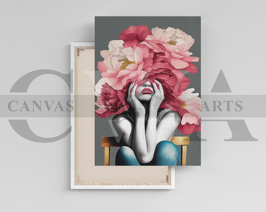 Flower Head Woman Canvas Wall Art