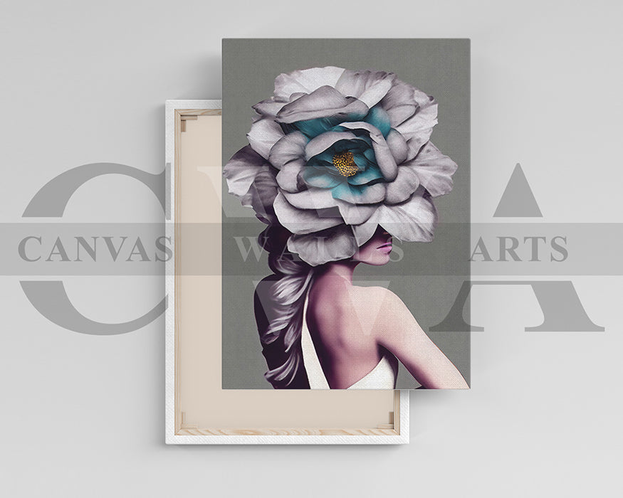 Flower Head Woman Canvas Wall Art