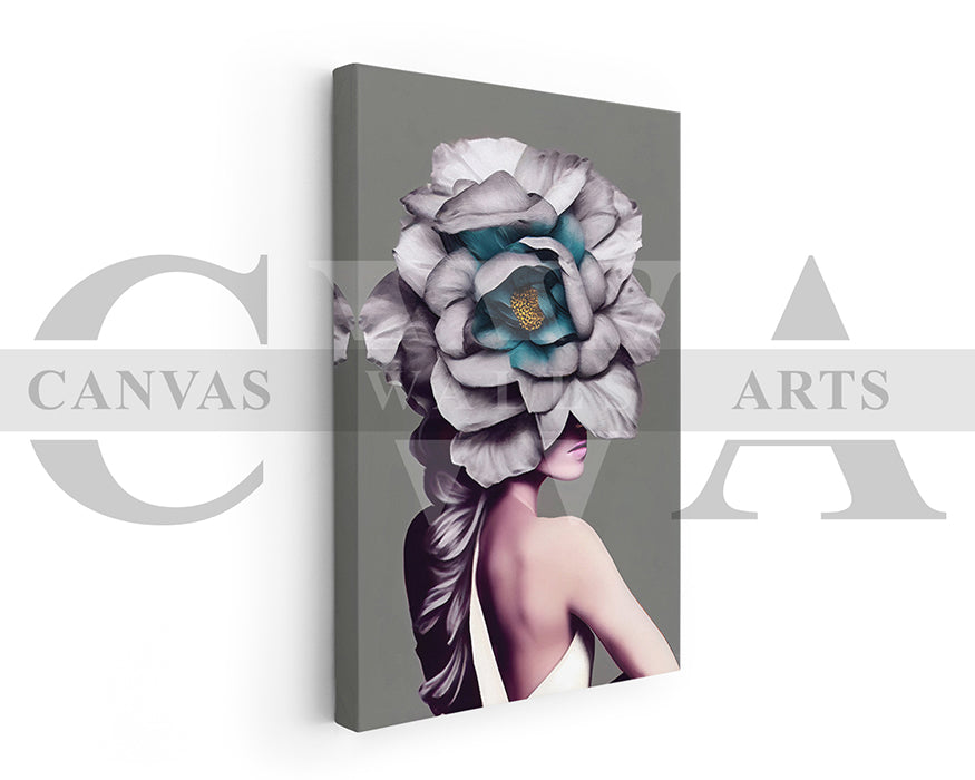 Flower Head Woman Canvas Wall Art