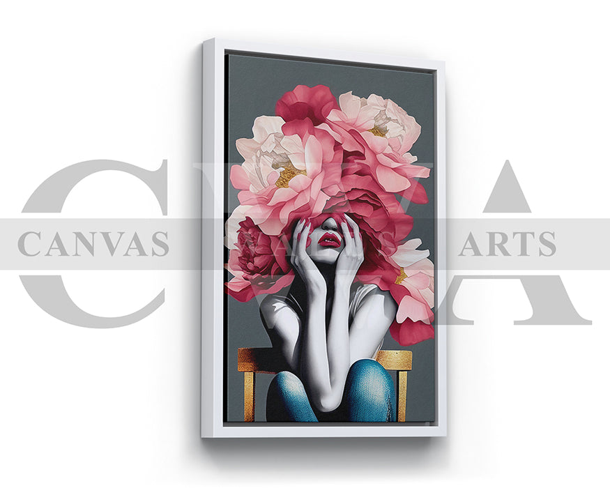 Flower Head Woman Canvas Wall Art
