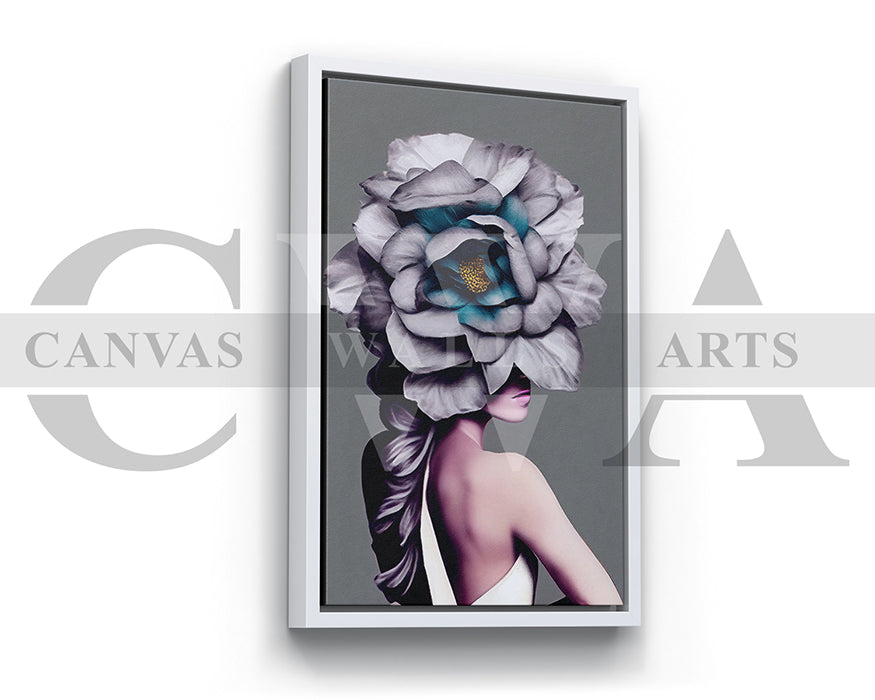 Flower Head Woman Canvas Wall Art