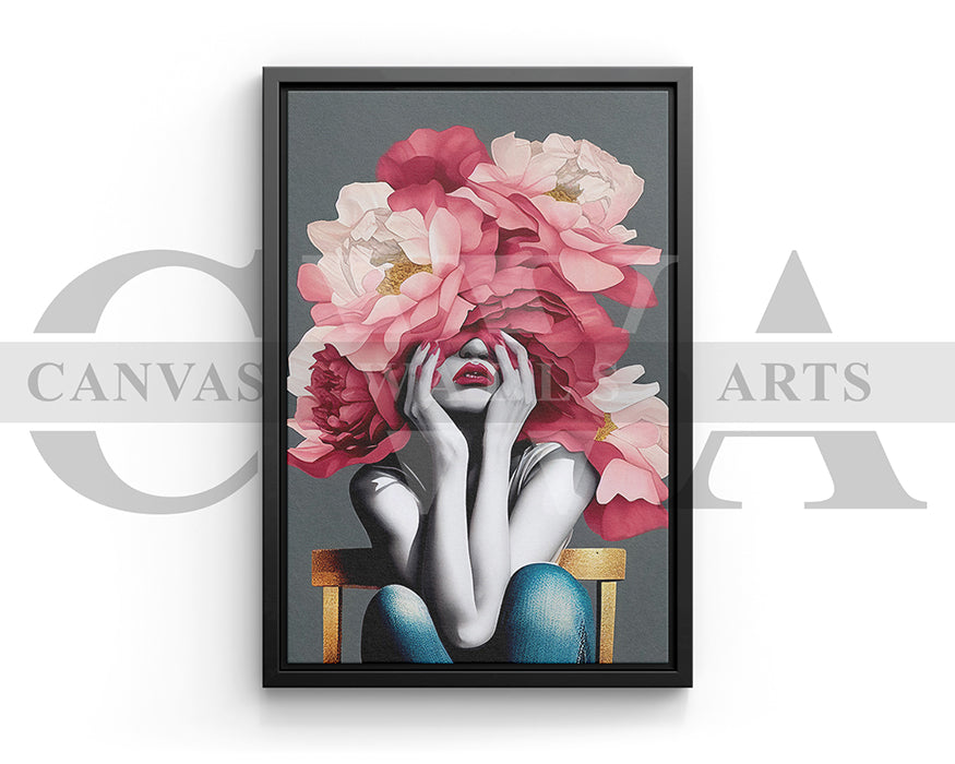 Flower Head Woman Canvas Wall Art