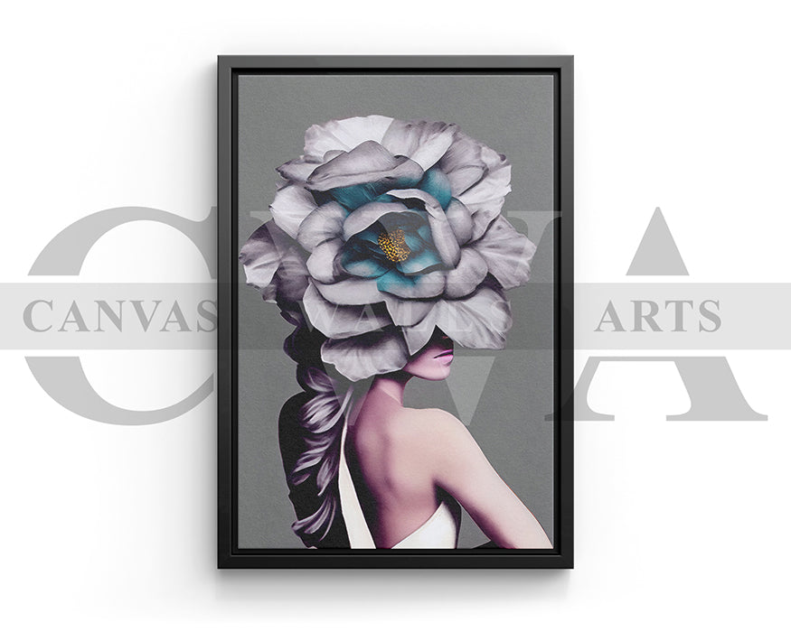 Flower Head Woman Canvas Wall Art