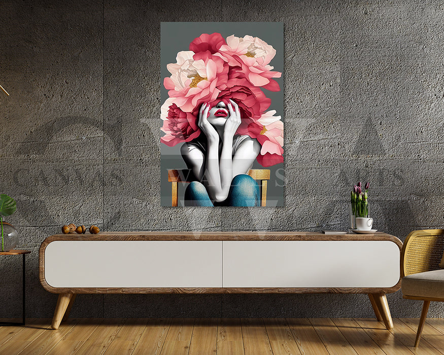 Flower Head Woman Canvas Wall Art