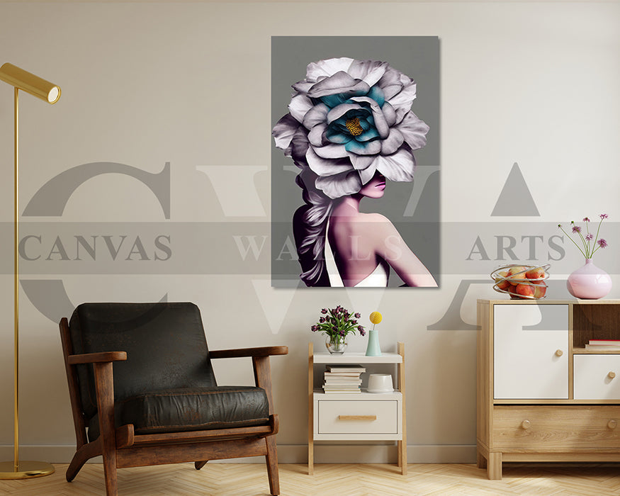 Flower Head Woman Canvas Wall Art