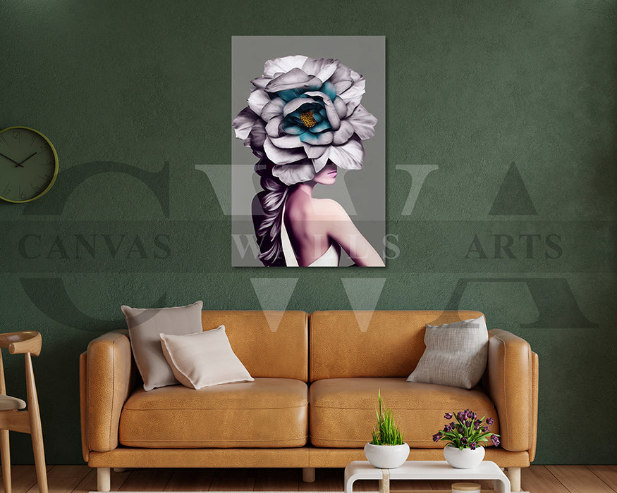 Flower Head Woman Canvas Wall Art