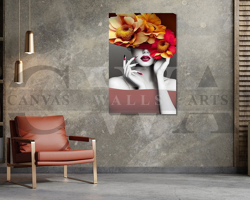 Flower Head Woman Wall Art