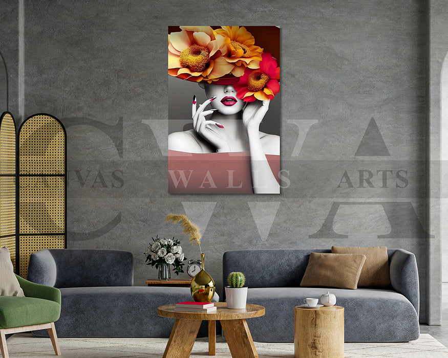Flower Head Woman Wall Art