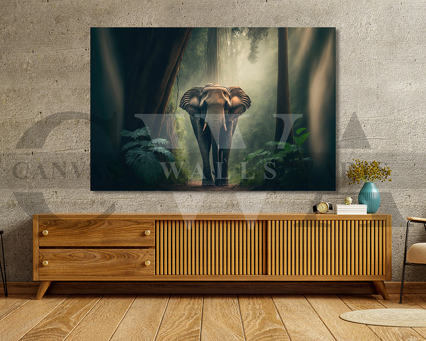 Forest Elephant Canvas Wall Art Animal Poster Print