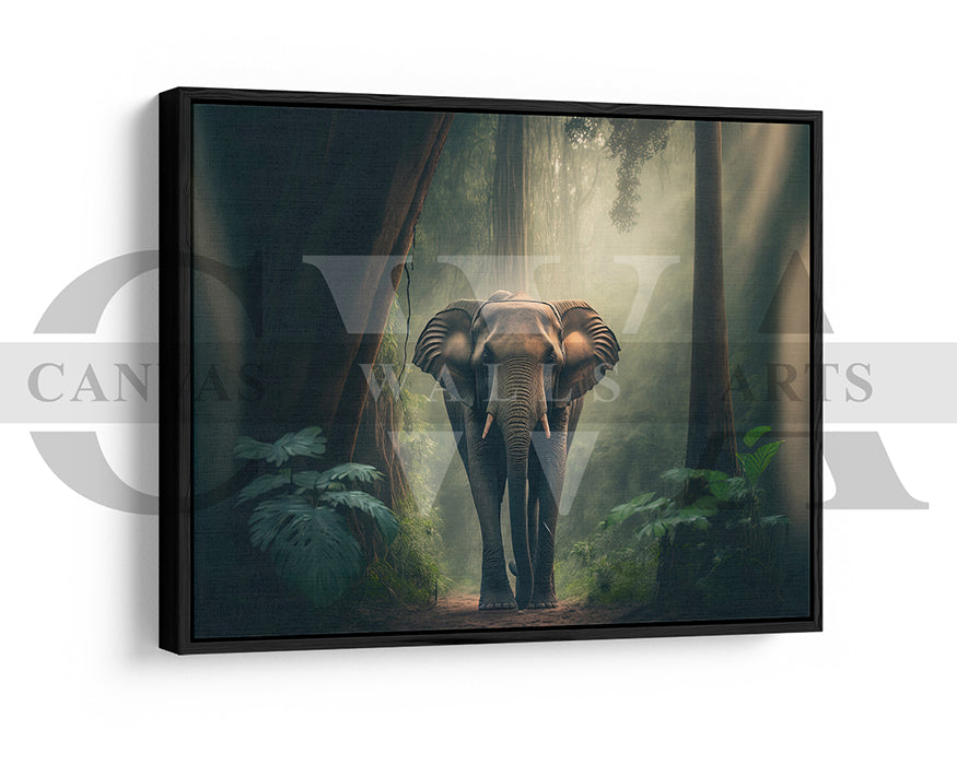 Forest Elephant Canvas Wall Art Animal Poster Print