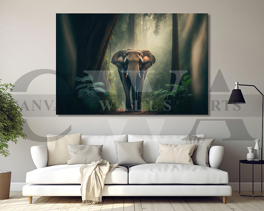 Forest Elephant Canvas Wall Art Animal Poster Print