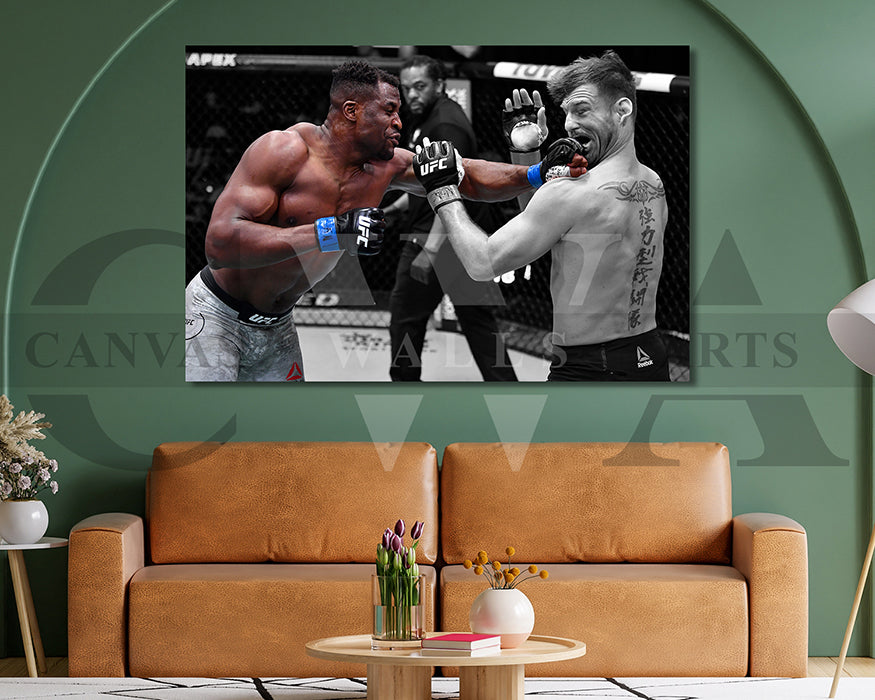 Francis Ngannou Black & White Canvas Art MMA Canvas Wall Art