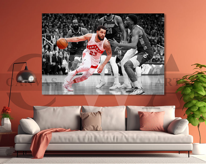 Fred VanVleet Black & White Canvas Art Basketball Canvas Wall Art