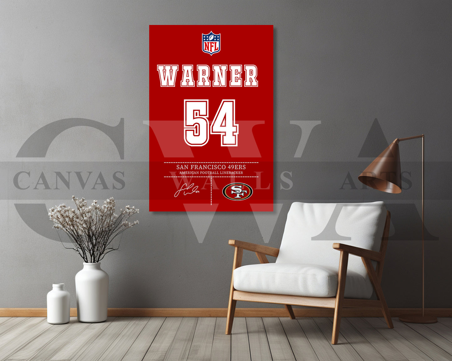 Fred Warner Canvas Wall Art - NFL Jersey Poster | Canvas Frame Ready To Hang