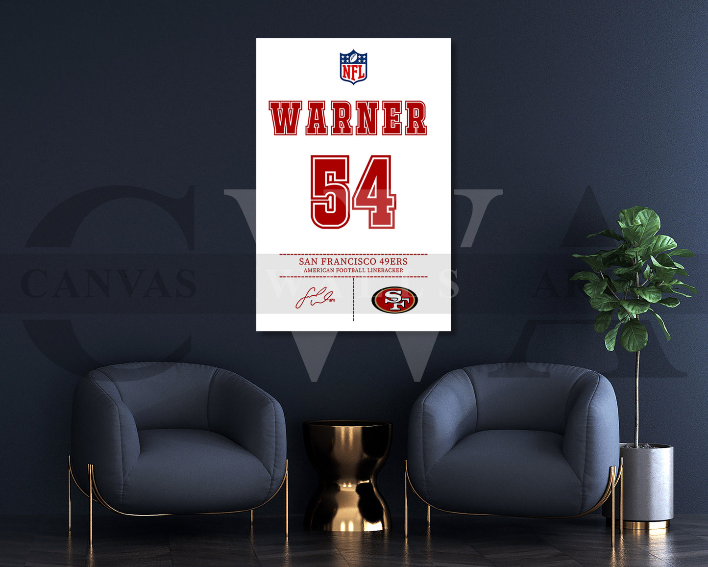 Fred Warner Canvas Wall Art - NFL Jersey Poster | Sports Canvas Wall Decor