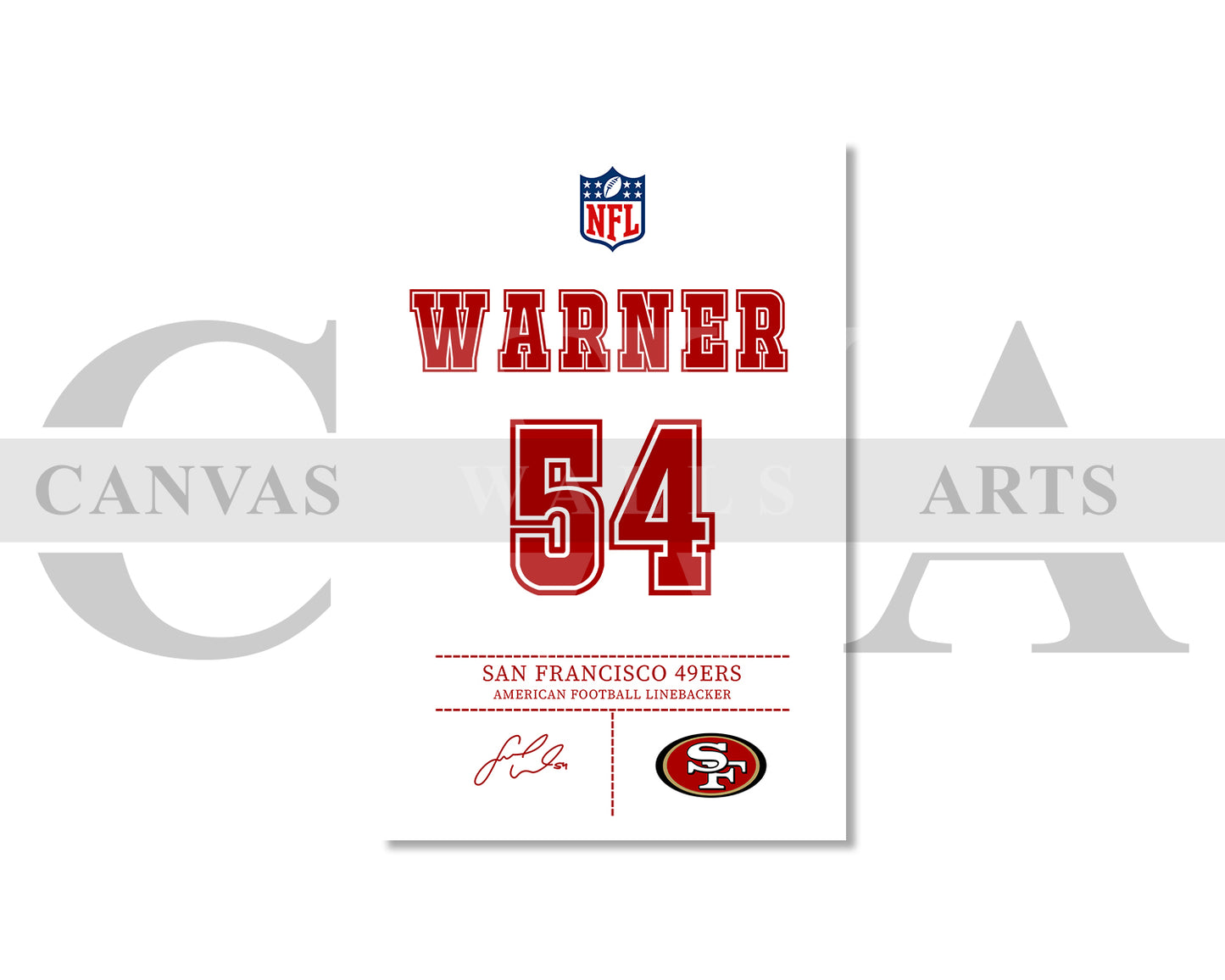 Fred Warner Canvas Wall Art - NFL Jersey Poster | Sports Canvas Wall Decor