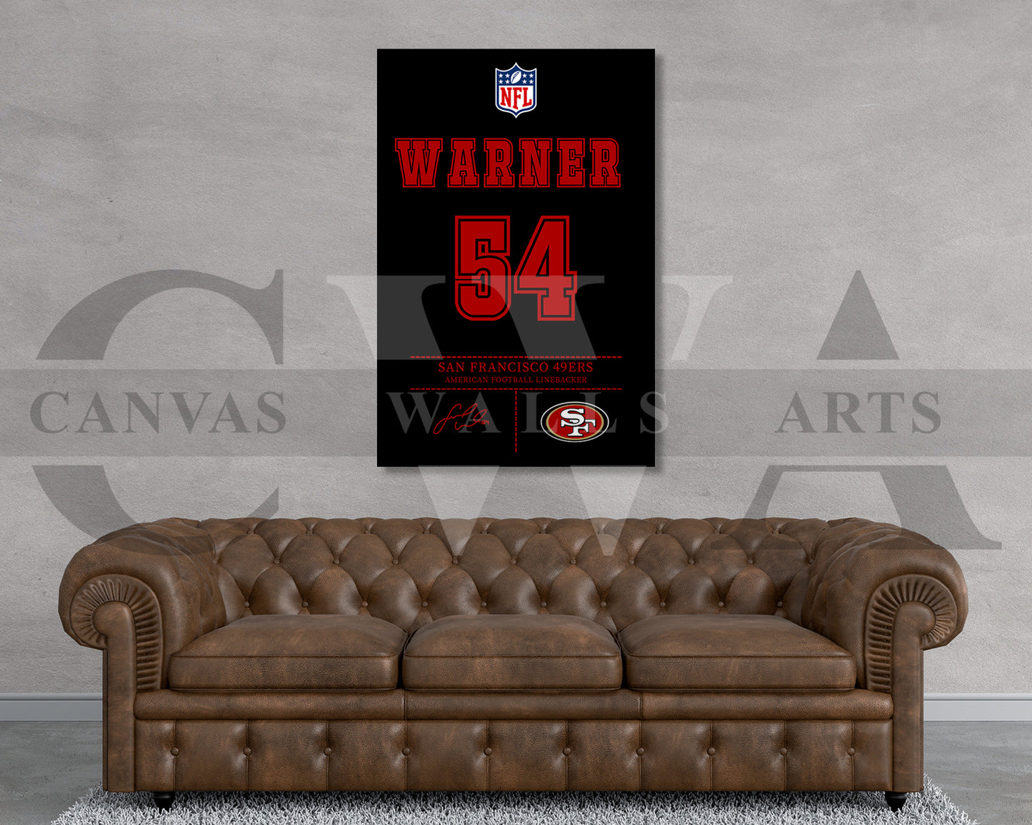 Fred Warner Canvas Wall Art - NFL Jersey Poster | American Football Sports Canvas Wall Art