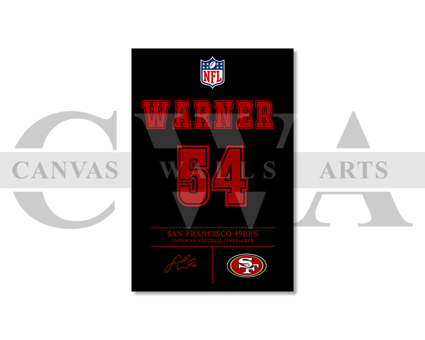 Fred Warner Canvas Wall Art - NFL Jersey Poster | American Football Sports Canvas Wall Art