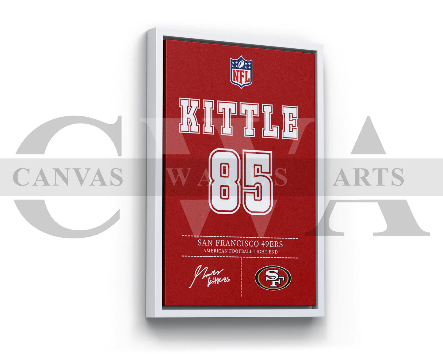 George Kittle Canvas Wall Art - NFL Jersey Poster | American Football Sports Canvas Wall Art