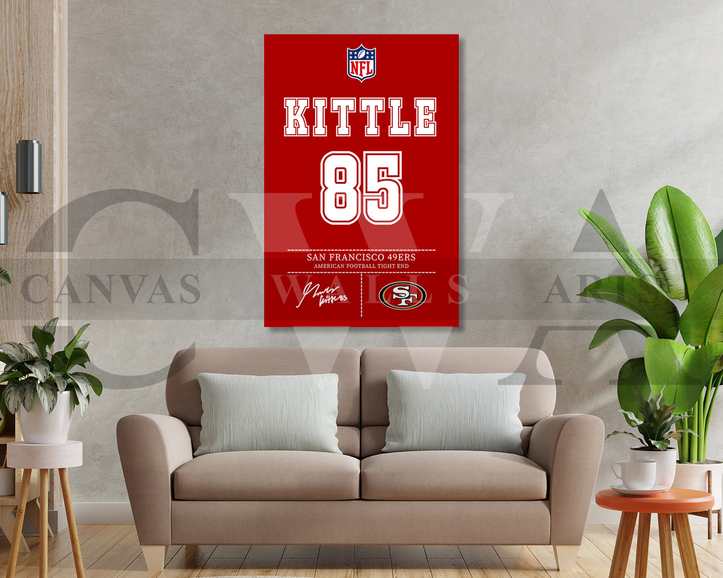 George Kittle Canvas Wall Art - NFL Jersey Poster | American Football Sports Canvas Wall Art