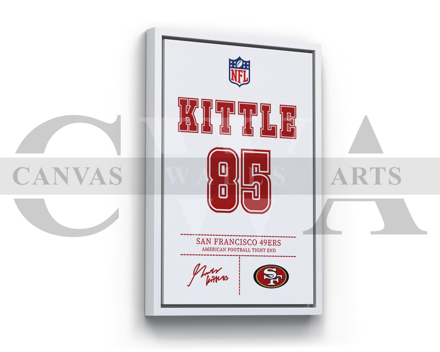 George Kittle Canvas Wall Art NFL Jersey Poster Sports Canvas Wall Art