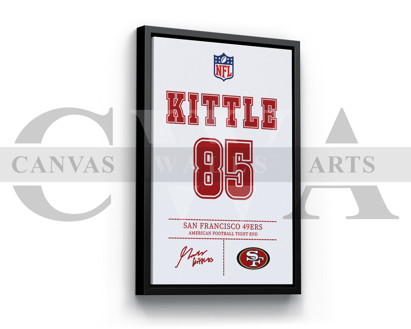 George Kittle Canvas Wall Art NFL Jersey Poster Sports Canvas Wall Art