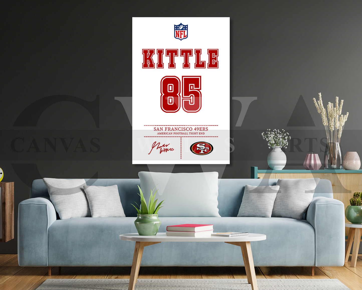 George Kittle Canvas Wall Art NFL Jersey Poster Sports Canvas Wall Art