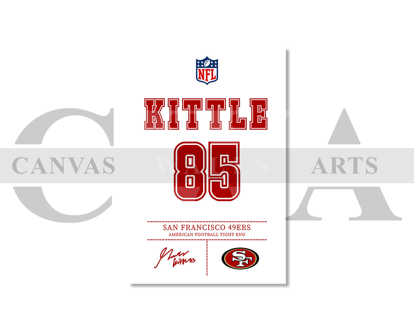 George Kittle Canvas Wall Art NFL Jersey Poster Sports Canvas Wall Art