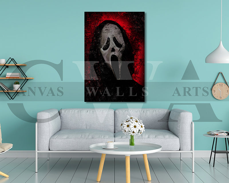 Ghost Face Mask Canvas Wall Art Abstract Movie Poster