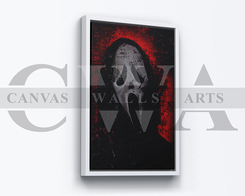 Ghost Face Mask Canvas Wall Art Abstract Movie Poster
