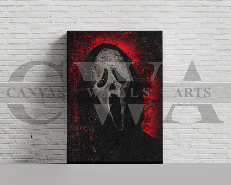 Ghost Face Mask Canvas Wall Art Abstract Movie Poster