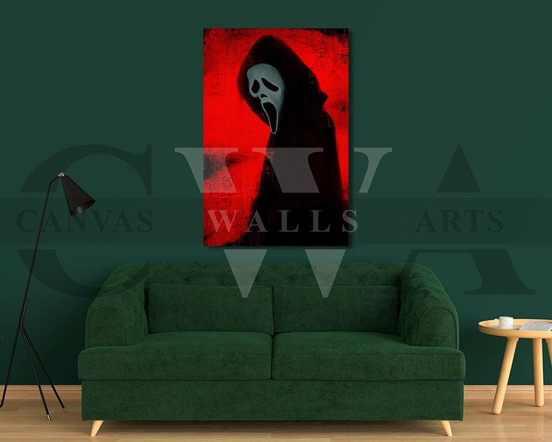 Ghost Face Mask Canvas Wall Art Abstract Movie Poster