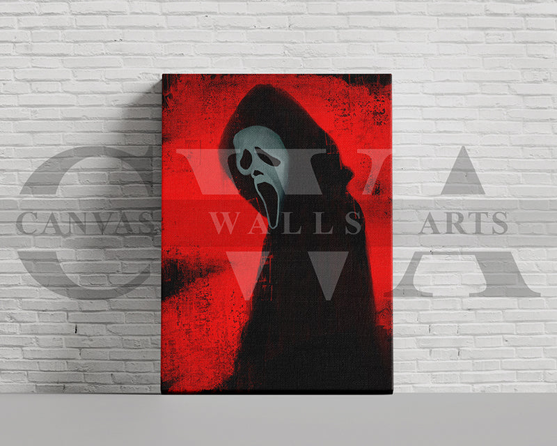 Ghost Face Mask Canvas Wall Art Abstract Movie Poster