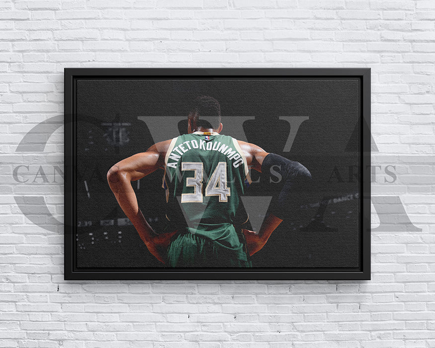 Giannis Antetokounmpo Black & White Canvas Art Basketball Canvas Wall Art