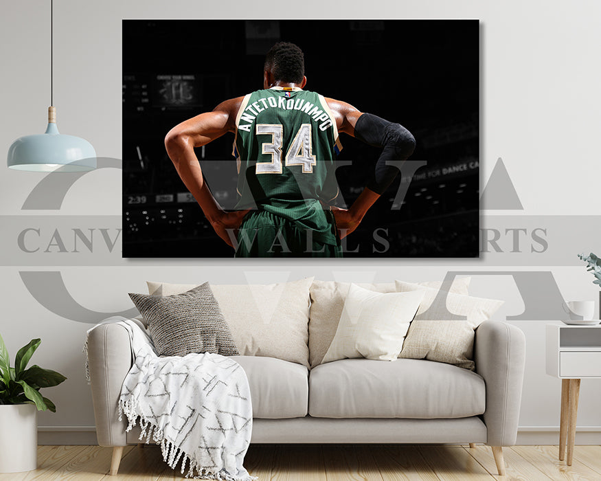 Giannis Antetokounmpo Black & White Canvas Art Basketball Canvas Wall Art