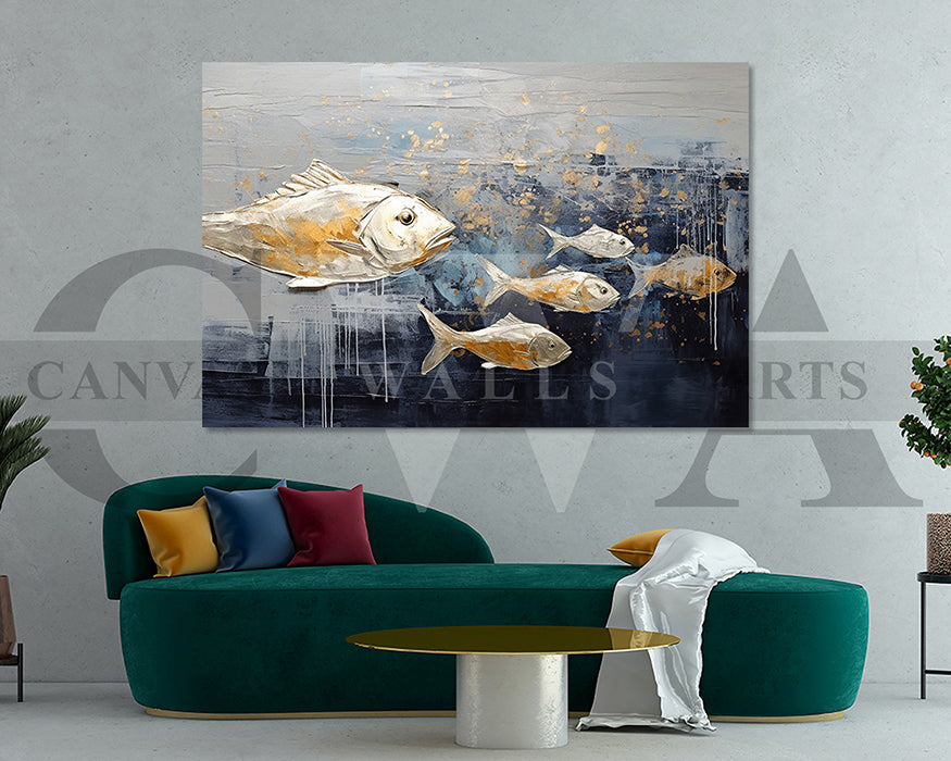 Gold Fish Canvas Wall Art Animal Poster Print