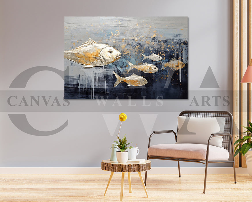 Gold Fish Canvas Wall Art Animal Poster Print
