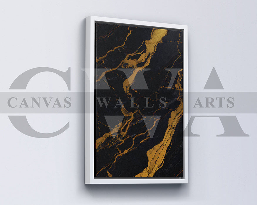 Gold and Black Abstract Marble Canvas Wall Art