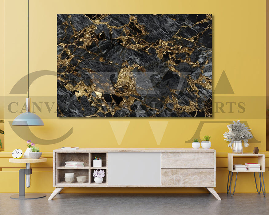 Gold and Black Marble Canvas Wall Art
