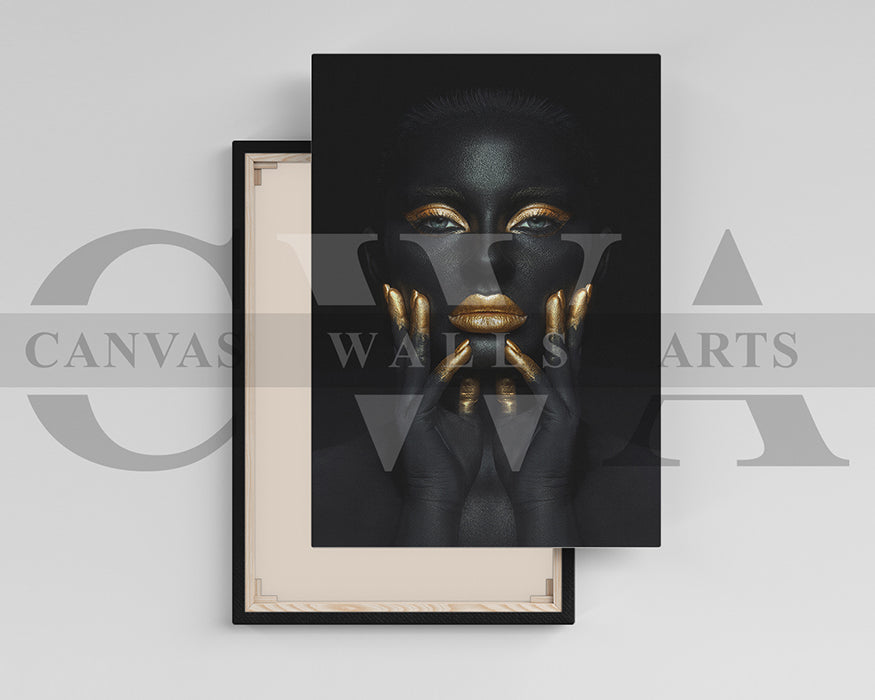 Gold and Black Woman Canvas Wall Art African Poster Print