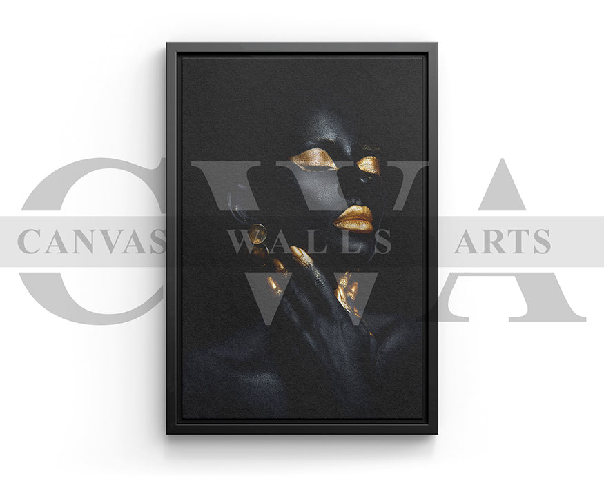 Gold and Black Woman Canvas Wall Art