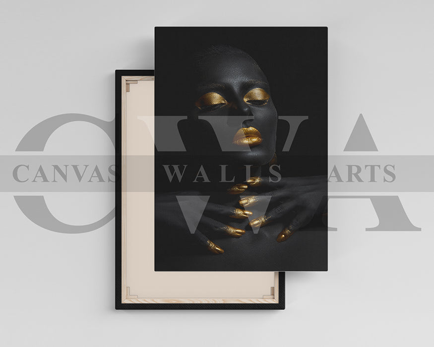Gold and Black Woman Canvas Wall Art Canvas Frame Ready To Hang